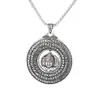 Collar con hebilla de seguridad de cabeza de Buda estilo nacional retro Sutra del Corazón joyería artesanal simple giratoria con acabado envejecido para hombre y mujer