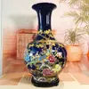Jarrón de Cerámica Jingdezhen, Estilo Chino Nuevo, Brocado Azul Profundo, Futuro Auspicioso, Adorno de Pie, Mueble de TV para Sala de Estar, Decoración de Entrada