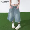 Jeans Rectos Cortos de Color Claro Estilo Americano para Mujer, Pantalones Anchos Sueltos Finos Versátiles de Moda para Verano