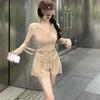 Traje Deportivo Estilo Pure Lust para Mujer Verano Nuevo Ajuste Delgado con Capucha de Seda de Hielo Protección Solar Top de Cintura Alta Shorts Casuales Conjunto de Dos Piezas