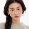 Plata de Ley S925 Diseño Dongdaemun Corea del Sur Diamante Anillo de Alta Gama Anillo Aretes Aretes Simples de Lujo Ligero para Mujer