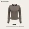 Comida callejera de moda estilo europeo y americano, trapo lavado, manga larga raglán, corte ajustado, pantalones de pierna ancha, traje casual para mujer