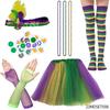 Acessórios de Cabelo para Fantasia de Mardi Gras Máscara Tricolor Gravata Borboleta Conjunto de Corrente de Contas Galvanizada Jogo de Role Play para Festa