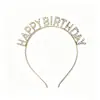 Faixa de Cabeça com Strass Feliz Aniversário Toque de Luxo Festa de Aniversário Tecido com Glitter Conjunto de Alça de Ombro Adereços Fotográficos Atacado