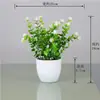 Decoración de Planta Verde Artificial Planta Pequeña en Maceta Flor de Plástico Flor Falsa Juego de Arreglo de Flores Artificiales Decoración de Bonsái Arreglo de Flores para el Hogar Planta en Maceta