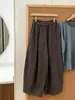 Pantalones Sueltos Drapeados de Cintura Elástica y Pierna Ancha para Mujer, Cintura Alta, Adelgazantes, Cubre Caderas, Versátiles, Estilo Casual Holgazán, Pantalones Globo