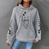 Sudadera con capucha y mangas largas de gofre estampada, holgada, estilo europeo y americano, para mujer, para ir al trabajo, 2025, Amazon Transfronterizo