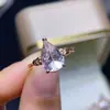 Anel de Morganita Natural, com Cristais Limpos e Cor Única, Banhado a Prata S925, Pedra Principal 8*12mm