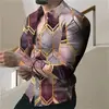 Camisa de Hombre de Manga Larga Europea y Americana Transfronteriza de Primavera y Otoño, Nueva Tendencia de Moda con Estampado 3D Fresco