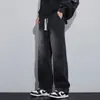 Jeans Tie-Dye con Cintura Elástica para Hombre, Pantalones Anchos Rectos Holgados de Moda Estilo Americano, Pantalones Largos Casuales Nuevos de Moda