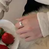 Anel de Laço Rosa Doce com Diamante para Mulheres Usarem Elegante e Fashionável Anel Aberto de Prata S925 Anel para Dedo Indicador