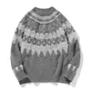 Fabricante Original Roupa de Trabalho Retrô Americano Suéter Islandês Masculino Gola Redonda Jacquard Fair Isle Estilo Preguiçoso Malharia