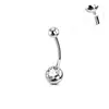 Anillo para Ombligo de Aleación de Titanio F136 con Doble Bola Roscado Internamente Circonita Stud para Ombligo de Titanio G23 Joyería de Piercing de Moda Transfronteriza