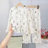Conjunto de pijama para niños de algodón, lindo diseño de dibujos animados de manga larga para casa para niñas, conjunto elegante y cómodo de dos piezas para primavera y otoño