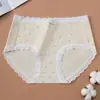 Calcinhas Femininas de Algodão Coloridas Tipo a, Calcinhas Femininas de Renda Cintura Média, Calcinhas de Algodão Antibacteriano 10A na Virilha, Algodão Puro Feminino