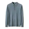 Suéter de cachemira pura para hombre para otoño e invierno, cuello de camisa de cachemira con botones, suéter de punto casual de negocios para hombres de mediana edad