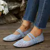 Sapatos planos confortáveis Amazon em estoque 2026 outono bico fino transfronteiriço tamanho grande malha respirável slip-on para mulheres