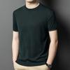 Camiseta de punto de seda de alta gama 100% seda de morera para hombre, manga corta, cuello redondo, suéter fino de manga corta de verano