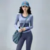 Set Especial de Pilates para Mujer Bloque de Color Falso Dos Piezas Top de Manga Larga Pantalones de Falda de Cintura Alta Elástico Adelgazante Se Puede Usar al Aire Libre