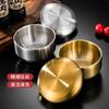 Tigela coreana de aço inoxidável 304 dourada de camada dupla para uso doméstico com tampa, isolamento térmico, anti-escaldante, Coreia do Sul, culinária, churrasco, tigela de arroz