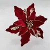 Producto de gran venta transfronteriza: Flor de Navidad Lentejuelada de 28 cm, Flor Artificial, Decoración Navideña, Rama de Árbol de Navidad, Artículo para Exhibición Comercial