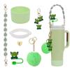 Conjunto de 7 peças de copos decorativos com tampa de canudo, conjunto de copos com corrente, pingente de chave, série de desenhos animados, pingente de bola de pelúcia AliExpress