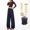 Jeans de pierna ancha estrecha color azul denim para mujer, forrados de felpa, nuevo estilo otoño/invierno 2026, cintura alta, no se decoloran, pantalones rectos fluidos