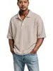 Primavera/Verão 2026 Site Independente Transfronteiriço Europeu e Americano Masculino Retrô Casual Waffle Fino Casual Camisa Polo de Manga Longa para Homem