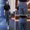 Pantalones Harlan para mujer primavera y otoño 2024 nuevos pantalones de traje estrechos tiro alto slim rectos grises pantalones de tubo profesionales