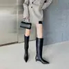 Botas Altas de Punta Afilada de Moda para Mujer Invierno 2026 Nuevo Estilo Tacón de Aguja Tacón Medio Sexy Versátil Adelgazantes Botas Altas