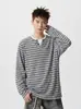 Novo Moletom Masculino Gola Redonda Listrado Moda Outono Versátil Casual Manga Longa Estiloso Bonito Camada Base