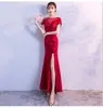 Nuevo Vestido Largo Elegante de Cola de Pez de Verano 2026 para Mujer para Banquetes de Anfitrionas de Alta Gama, Vestido de Dama con Temperamento de Alta Gama, Qipao para Mujer