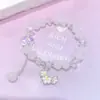 Nuevo Pulsera de Cristal Color Crema para Mujer, Joyería Versátil Estilo Ins Primavera y Verano, Pulsera de Vidrio Flor y Luna al por Mayor