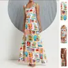 2026 Moda de Verano para Mujer Sitio Independiente Transfronterizo Vestido con Tira Estampada de Moda Tubo Elegante Vestido de Cintura Alta