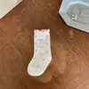 Calcetines Vimood para Niñas, Nuevo Estampado Floral de Otoño con Bordes Fruncidos, Lindos Calcetines hasta la Pantorrilla para Niños, Calcetines de Algodón para Bebé
