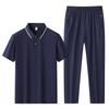 Diyu Shenlong Algodón Hielo Casual Deportivo Traje para Hombre Verano Mediana Edad y Adultos Mayores Camisa Polo de Manga Corta y Pantalones Conjunto de Dos Piezas