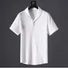 Camiseta de Seda de Gelo Masculina Verão High-End Manga Curta Casual Esportivo Conjunto de Duas Peças Camiseta de Manga Meia Manga com Calça Fino