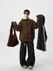 Jaqueta com Capuz Estampa de Leopardo Marrom Masculina High Street Americana Bonita com Fecho Outono Marca Tendência Hoodie de Tamanho Grande