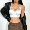 Sutiã Sexy Minimalista Francês com Decote em V Profundo e Costas Abertas, com Bojos Fixos Integrados, Sutiã de Barbatanas com Alças Únicas