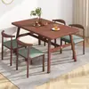 Conjunto de mesa e cadeiras de jantar nórdico para uso doméstico, econômico para apartamentos pequenos, adequado para 4-6 pessoas, mesa de jantar simples para casa de aluguel comercial