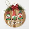 Decoração de Natal de madeira pendurada laço placa de porta decoração pendurada layout de cena guirlanda de árvore de Natal enfeites pendurados