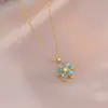 Collar para Mujer, Estilo Influencer Transfronterizo Flor de Girasol Circonita Giratorio Conjunto de Tres Piezas Decoración Collar de Acero de Titanio
