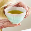 Taza de Té Minimalista con Esmalte de Cristal Degradado, Taza Pequeña de Cerámica para Maestro, Taza de Degustación para Oficina, Alto Valor Estético, Taza de la Fortuna