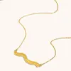 Collar Colgante de Ola Estilo Europeo y Americano de Moda, Acero Inoxidable Chapado en Oro de 18 Quilates, Colgante Moderno y Único para Mujeres