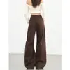 Jeans Anchos Color Marrón Maillard para Mujer, Nuevo Estilo Otoño Temprano 2026, Tiro Alto, Corte Holgado, Adecuados para Cuerpo Tipo Pera, Pantalones de Largo Completo