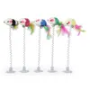 Pluma de Primavera Palo de Juguete para Gatos Ratón de Gato Ventosa Juguete para Gatos Artefacto para Molestar Gatos Pluma Colorida Campana Suministros para Mascotas
