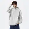 Moletom com Capuz Pesado Color Block Americano com Botões Masculino Nova Marca Tendência Design Solto Casual Jaqueta Streetwear com Capuz