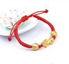 Pulseira de Fio Vermelho com Pixiu Banhado a Ouro-Areia e Mantra de Seis Caracteres, Joia Trançada para Homens e Mulheres, Estilo Étnico Atacado