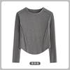 Camiseta Base Colete Fishbone Emagrecedor de Lã Lyocell Tencel para Mulheres, Novo Top de Luxo Outono 2026