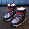 Directamente del fabricante, botas de nieve de invierno cálidas de caña alta para niños con forro de felpa, botas de algodón antideslizantes para niños mayores, zapatos de algodón para exteriores